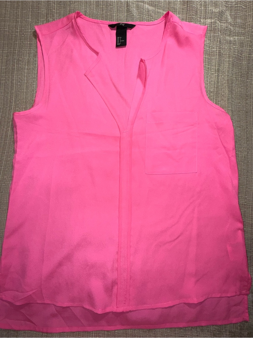 H&M Neon Pink V-Neck Sleeveless Pocket Camisole